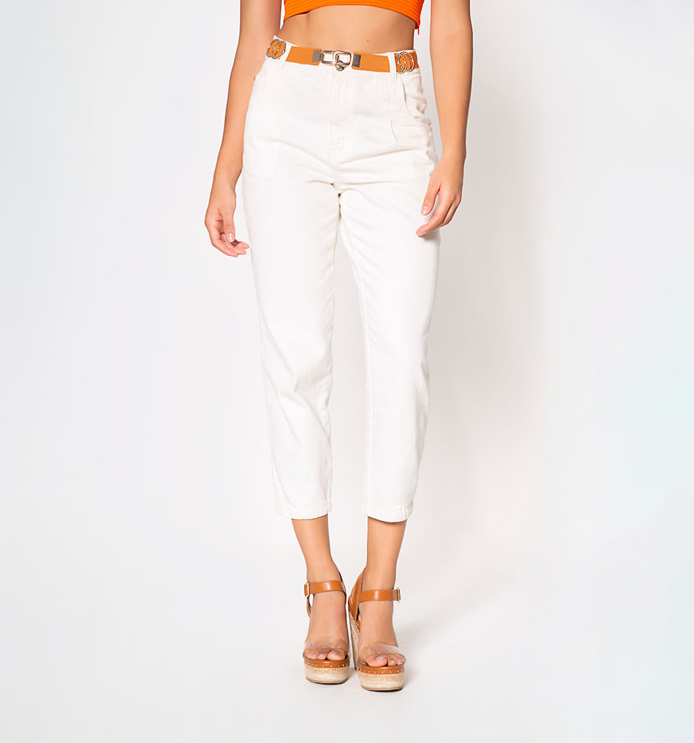 Jeans slouchy, tiro alto con cinturon