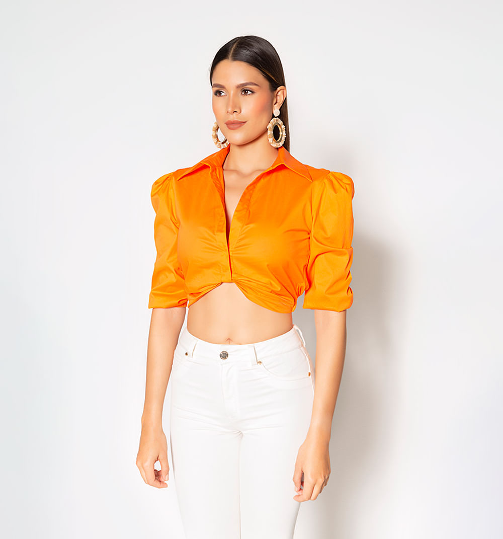 Crop tipo camisero  manga 3/4