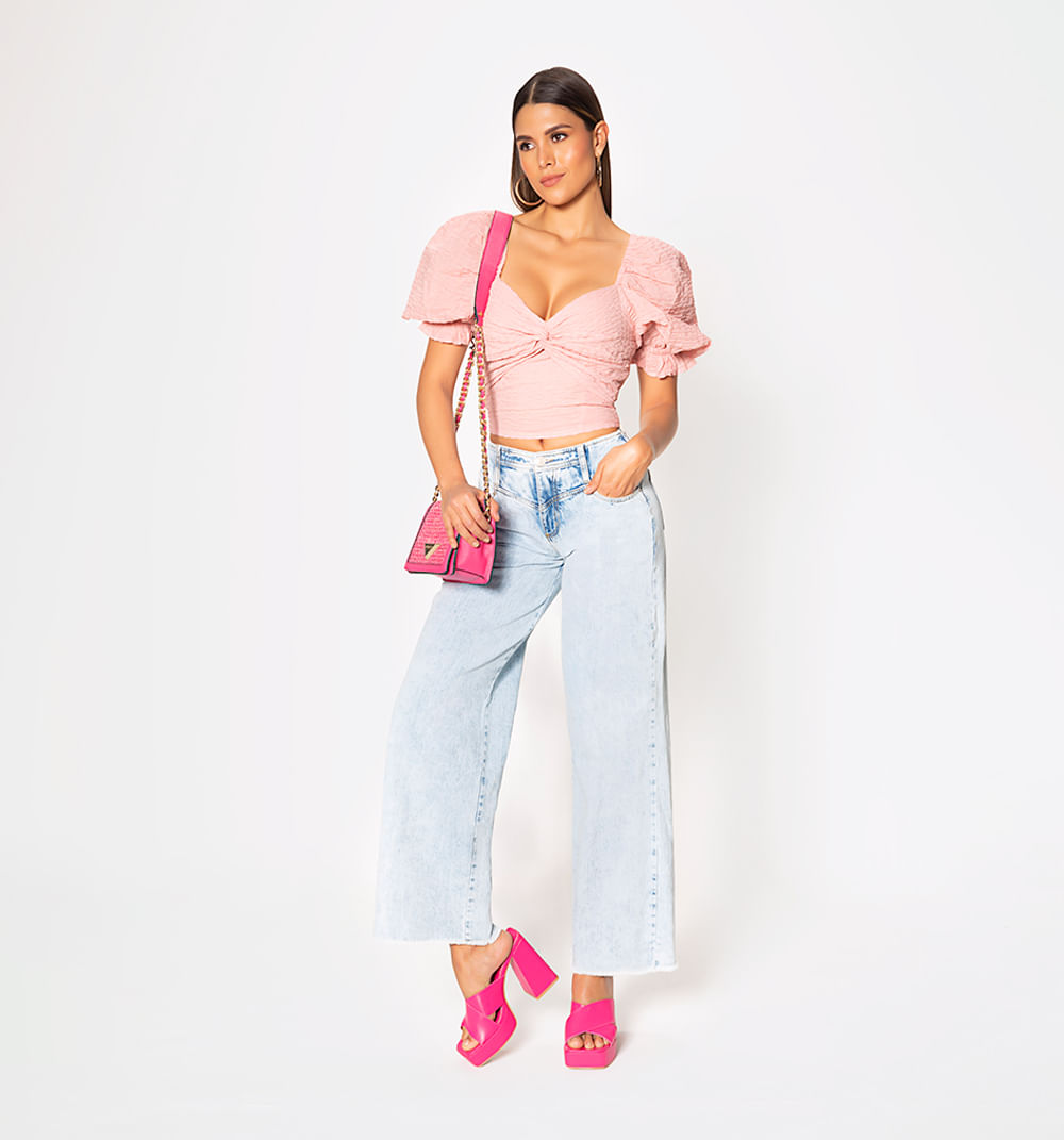 Blusa manga corta con escote entorchado