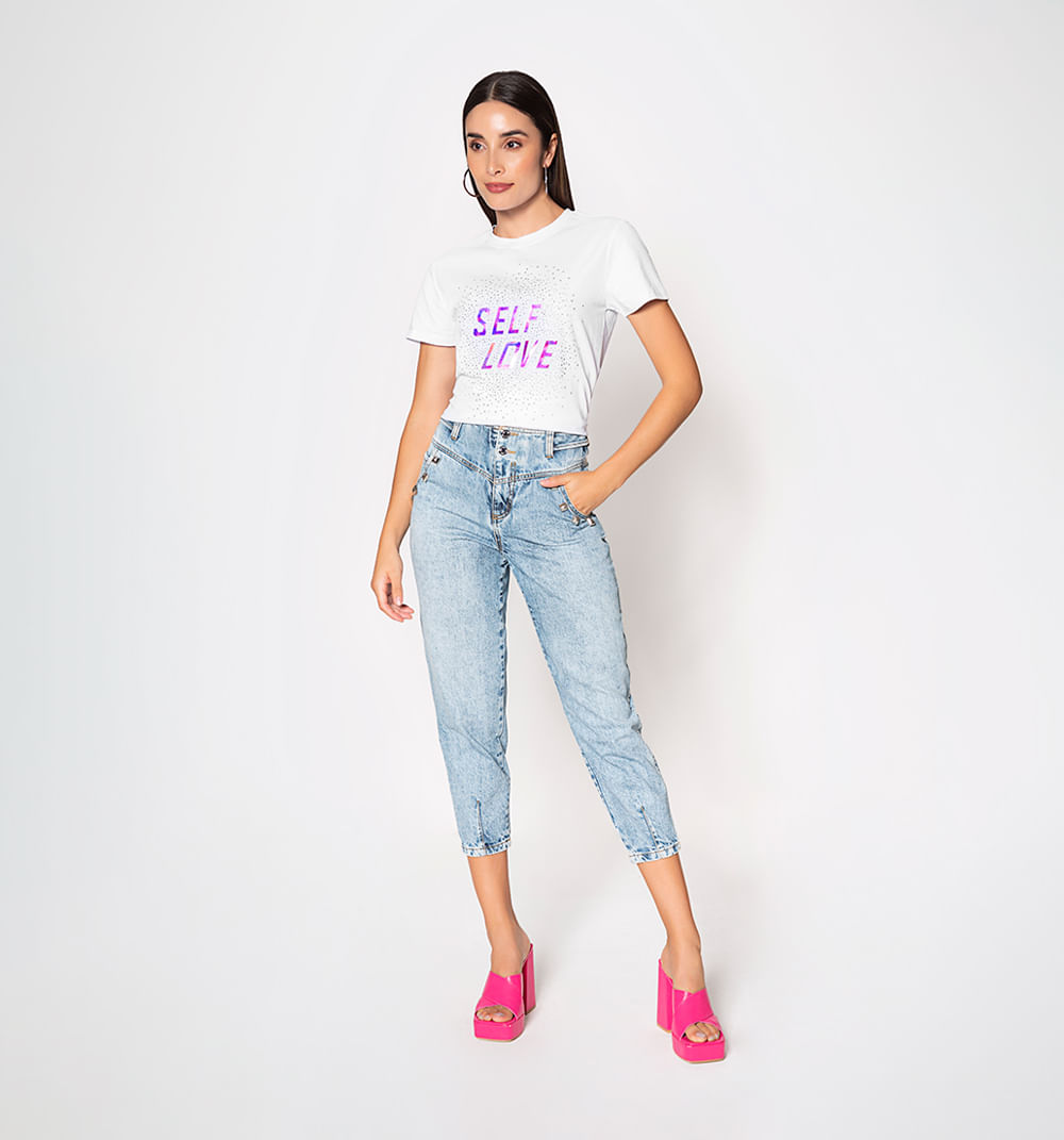 Camiseta estampada letra tornasol