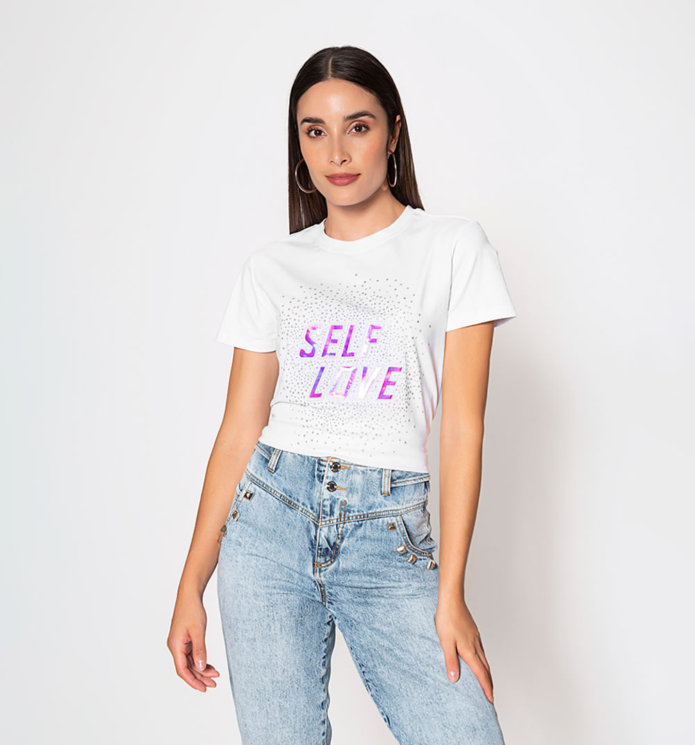 Camiseta estampada letra tornasol
