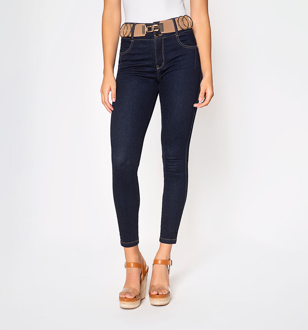 Jean ultraslim,tiro alto, pretina ancha,