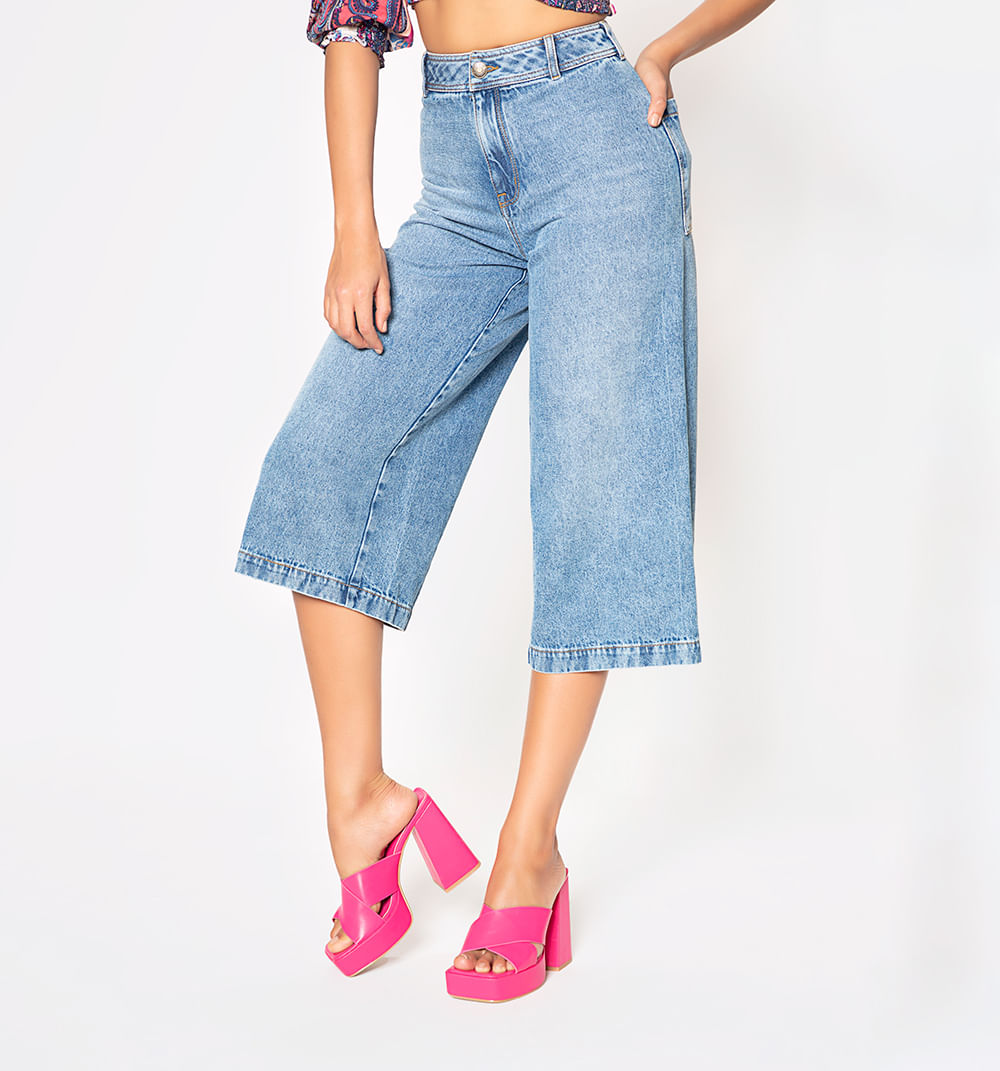 Jean frida cropped tiro alto sin bolsill