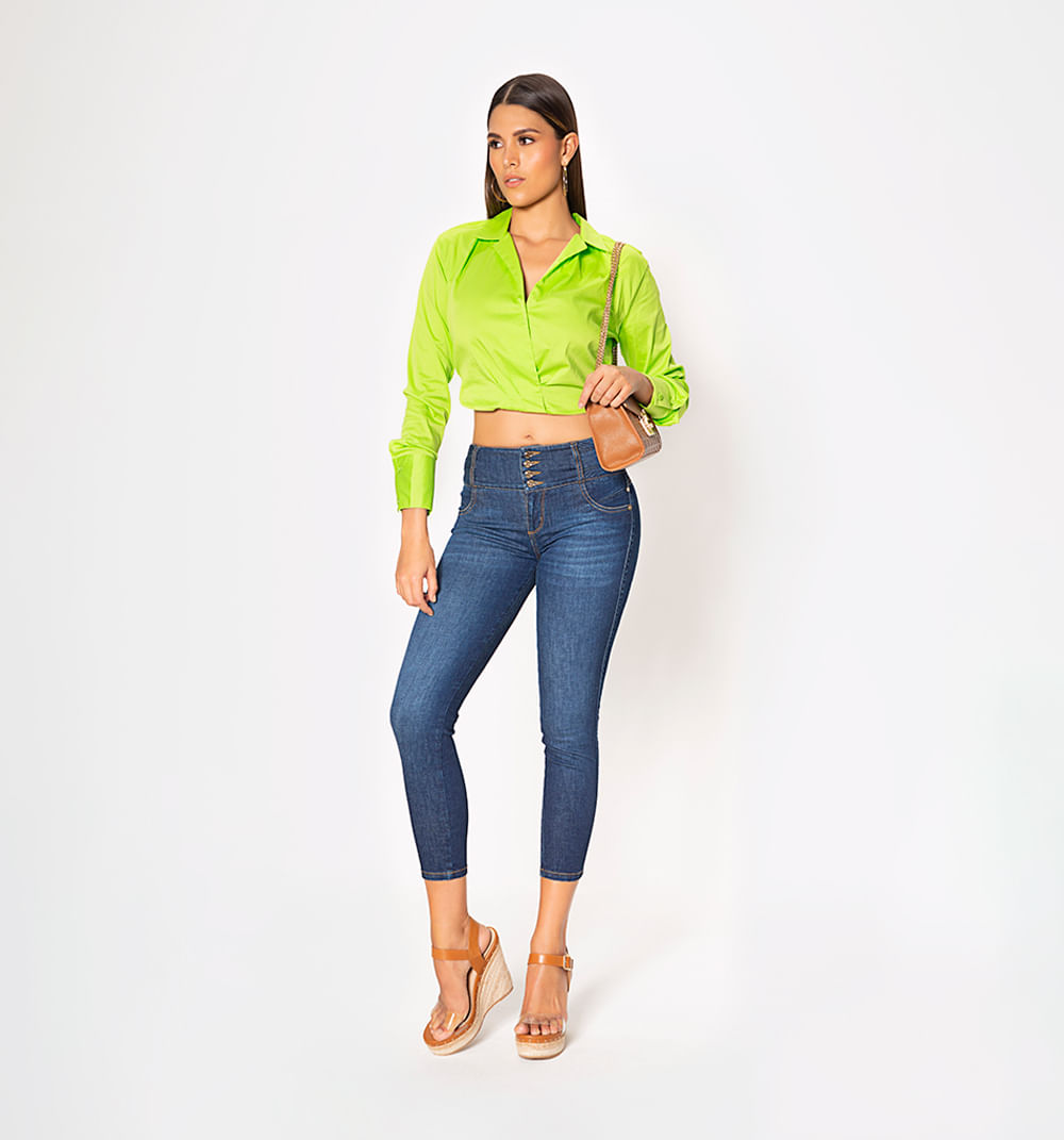 Blusa  manga larga frente cruzado con pr