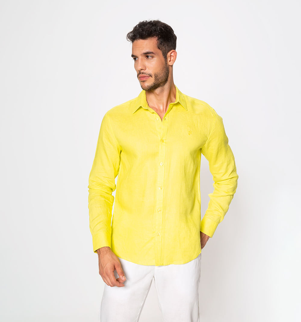 Camisa en lino manga larga regular fit