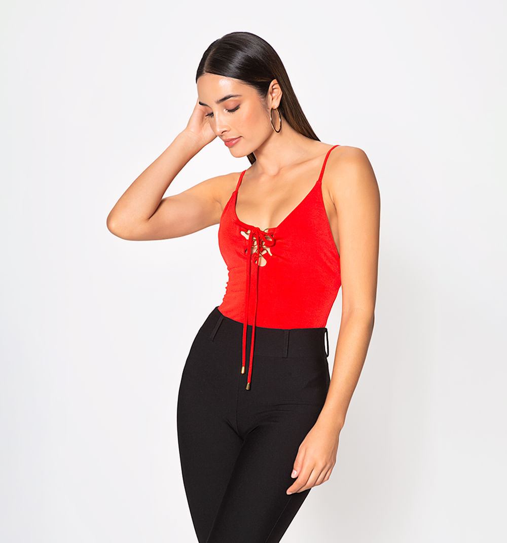 Body tiras escote profundo tira entrelaz