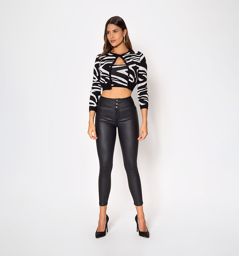 Jean ultraslim tido alto, botones y tapa