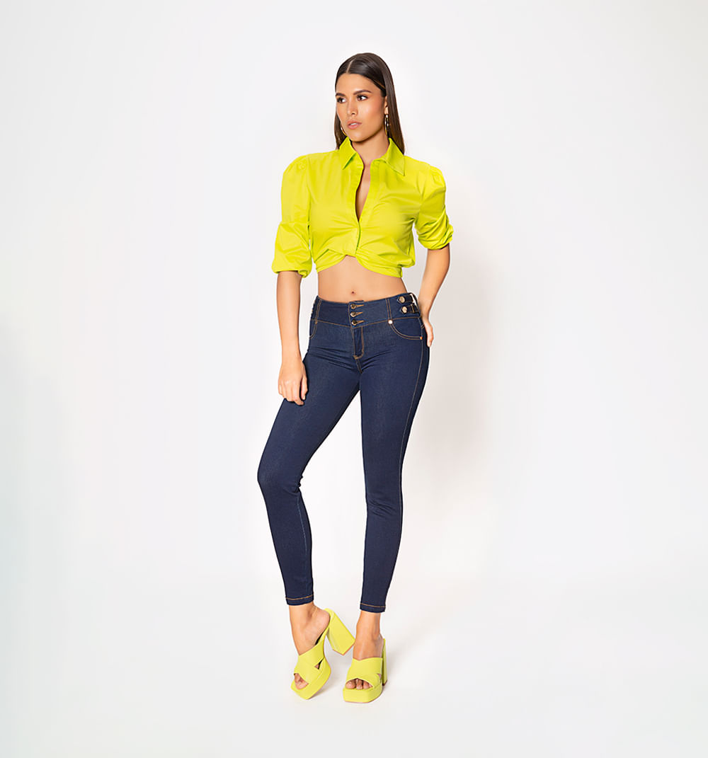 Jean ultraslim tiro medio con charretas