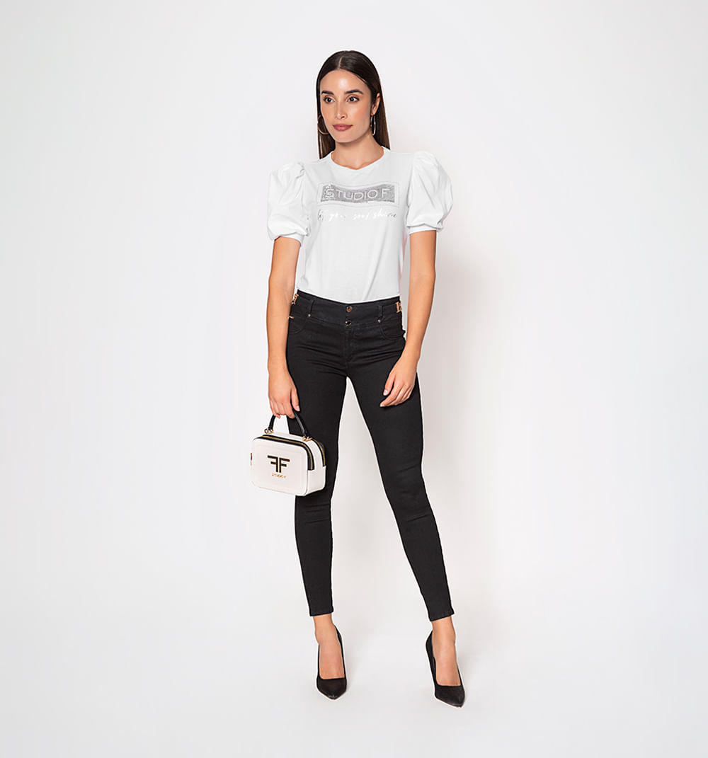 Jean ultraslim tiro medio, negro, 2 boto