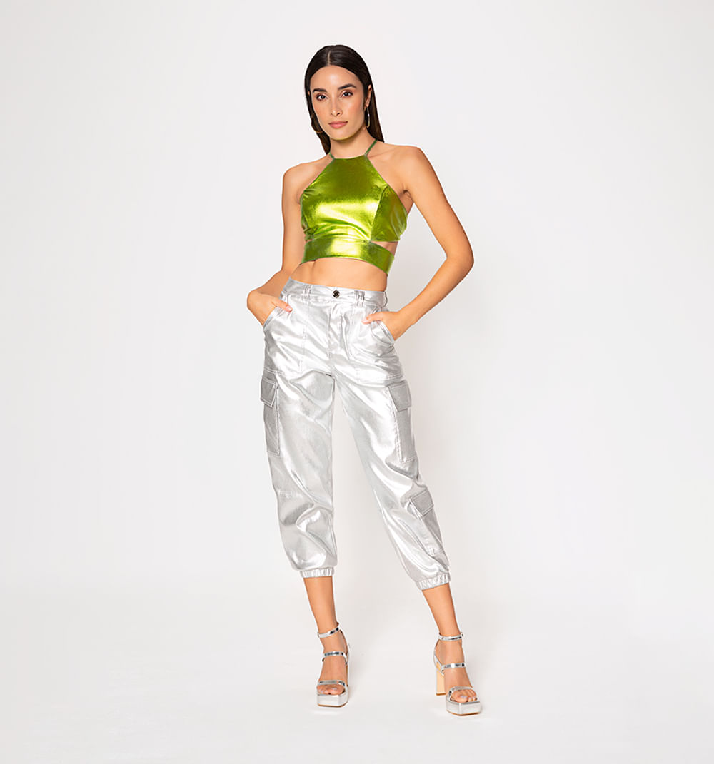 Crop top de tiras cruzadas en posterior