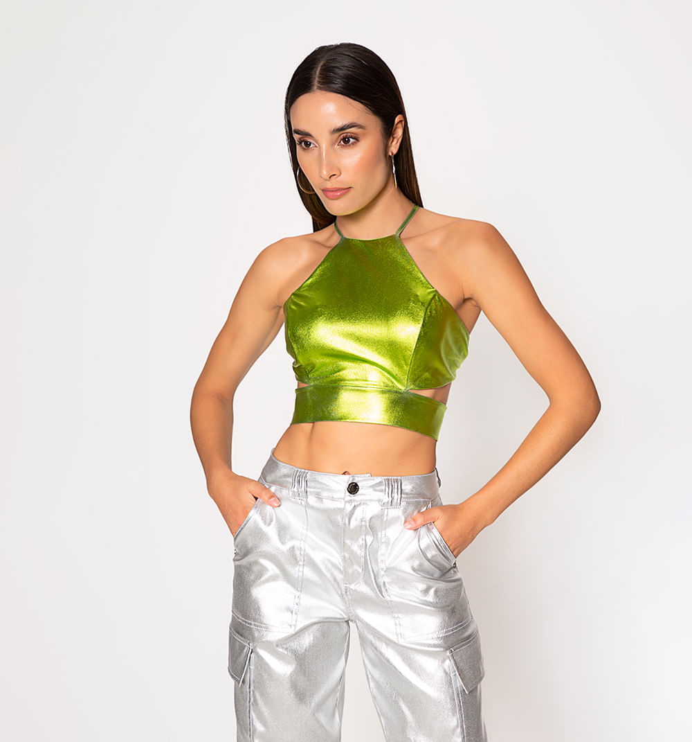 Crop top de tiras cruzadas en posterior
