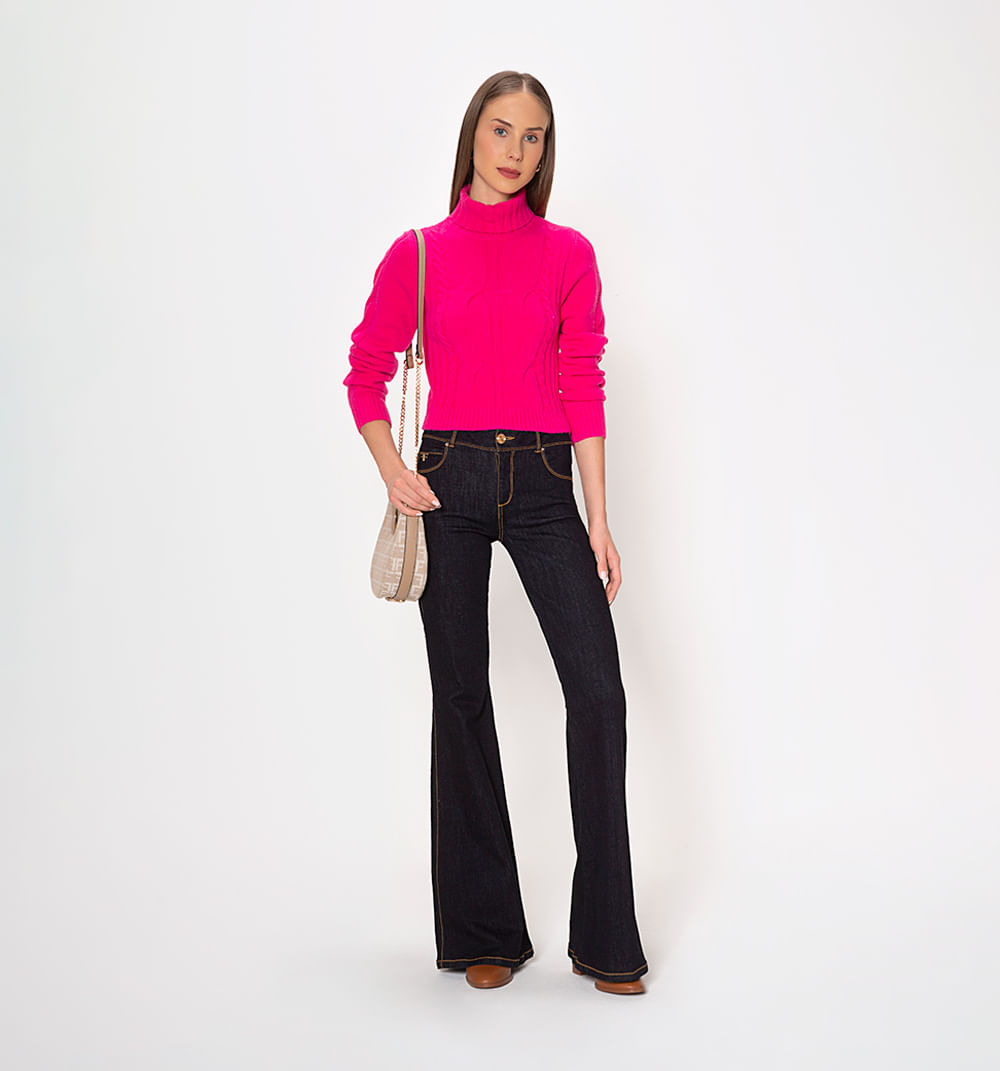 Buzo tejido cuello tortuga con canales