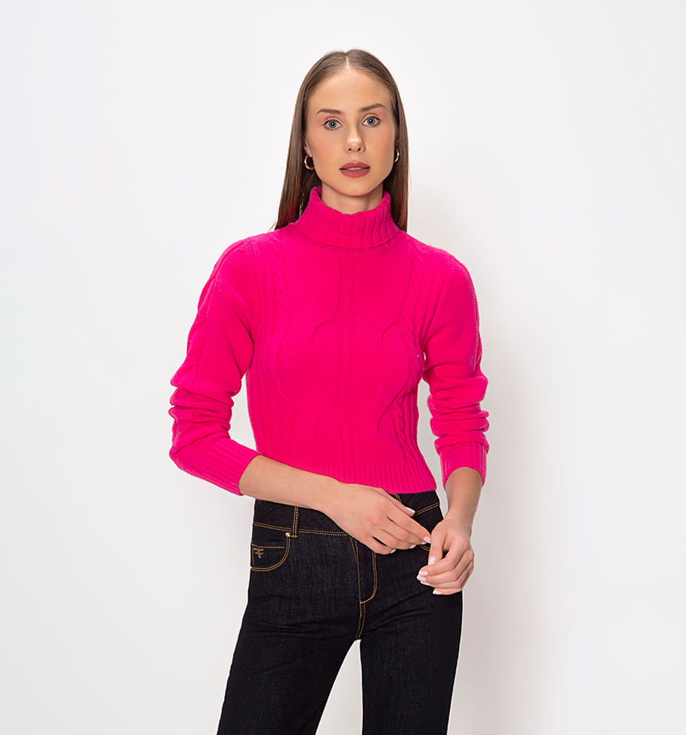 Buzo tejido cuello tortuga con canales