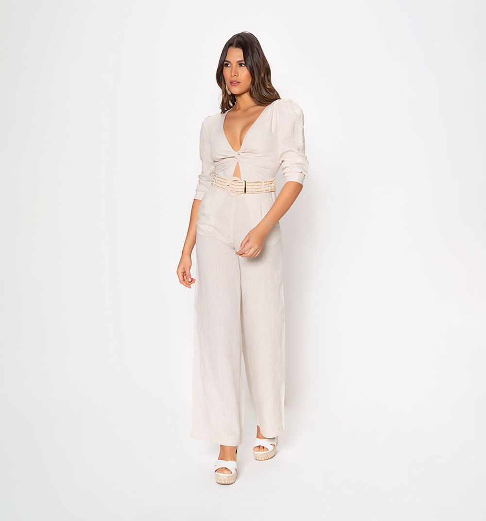 Enterizo palazo manga 3/4 entorchado