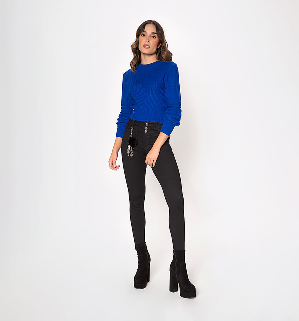 Jean ultra slim tiro alto pretina ancha,