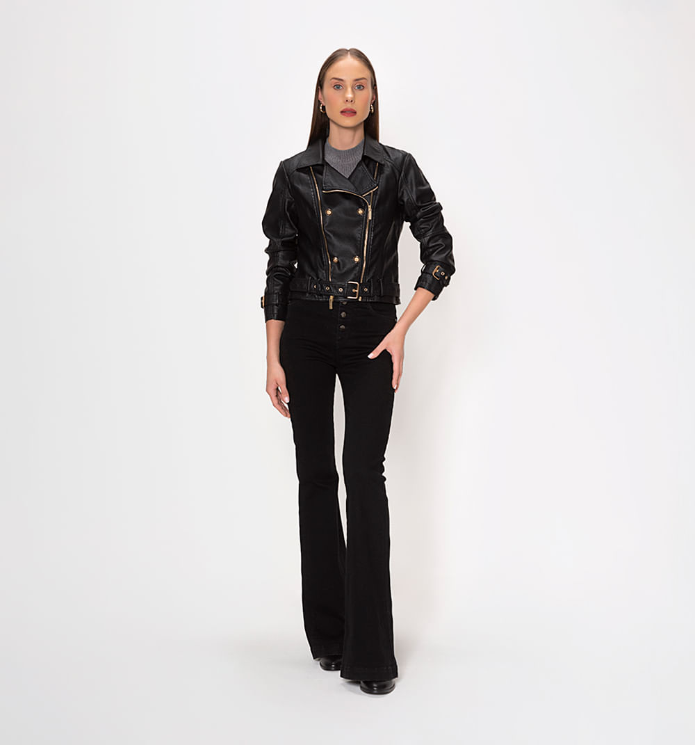 Chaqueta tipo biker con botones
