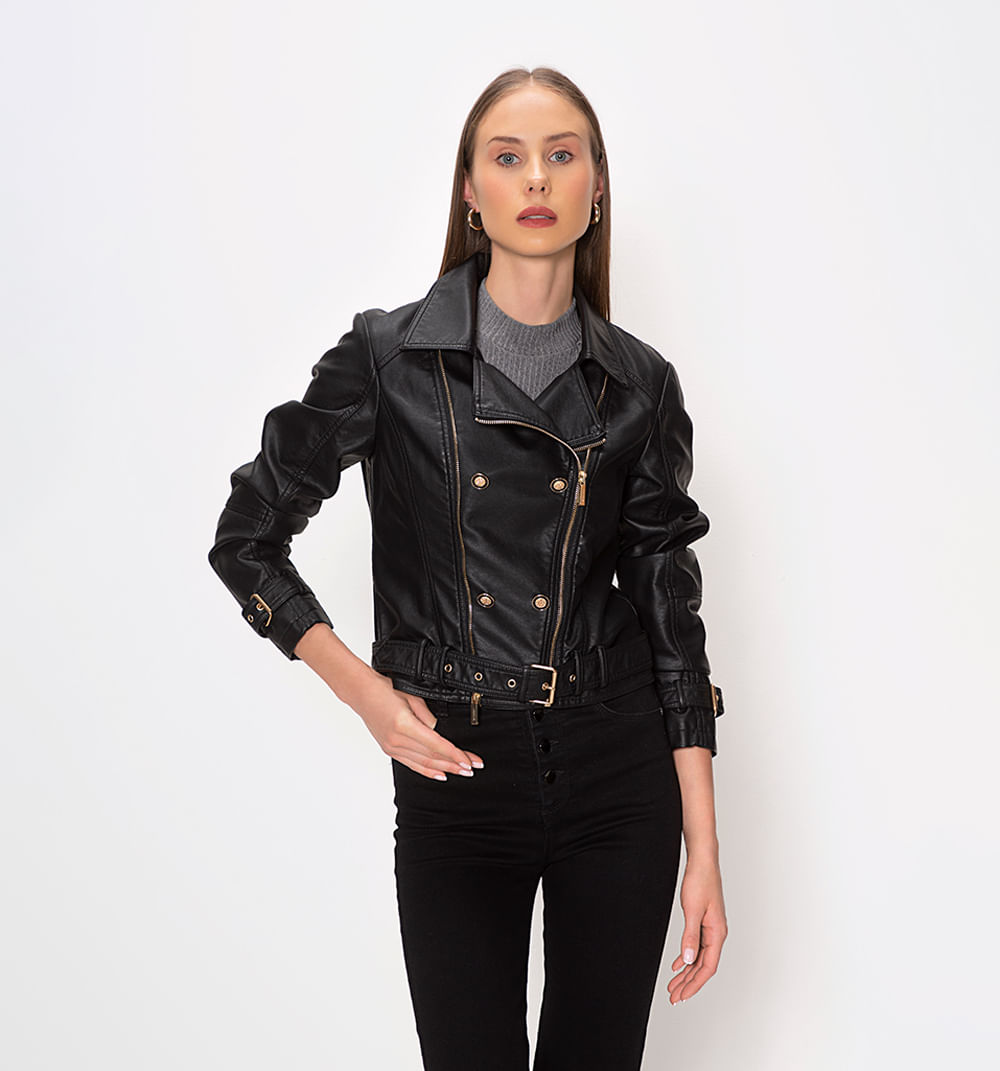 Chaqueta tipo biker con botones