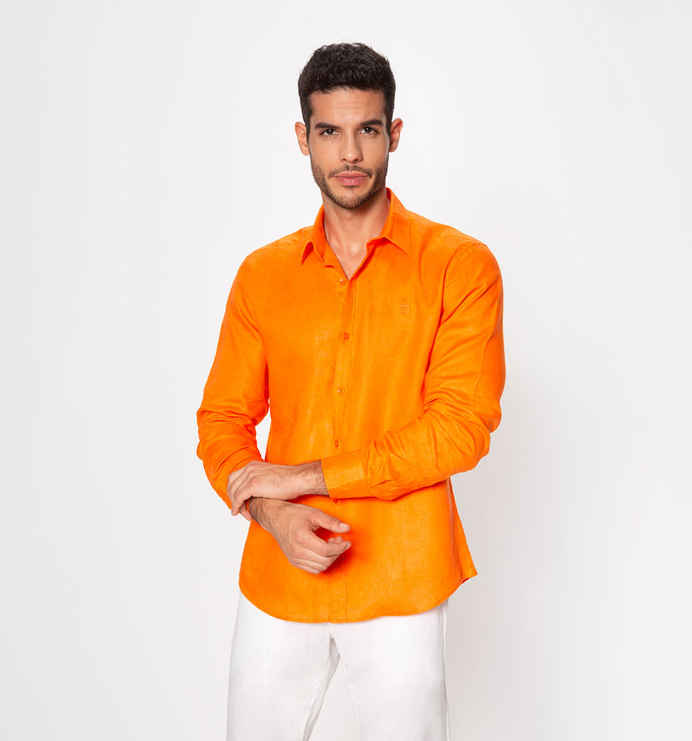 Camisa en lino manga larga regular fit