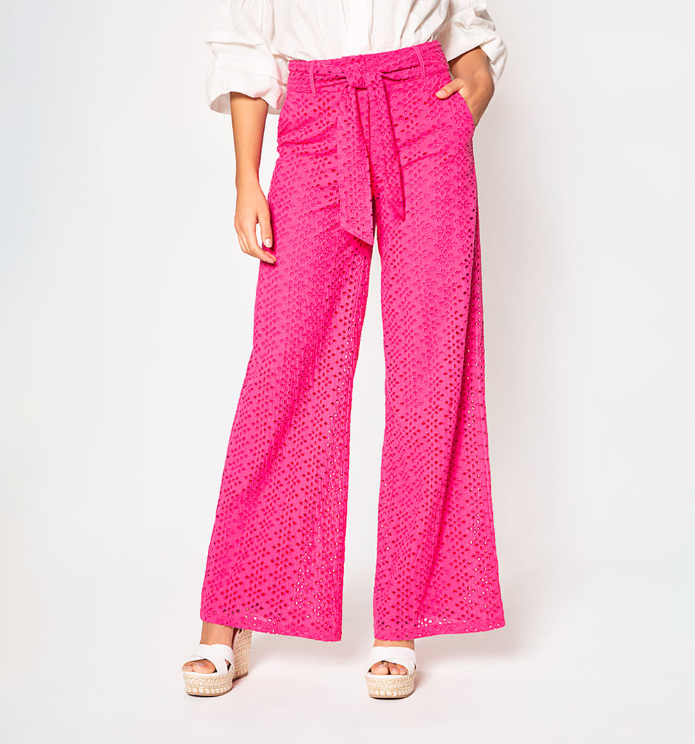 Pantalon palazo tiro alto con cinturon