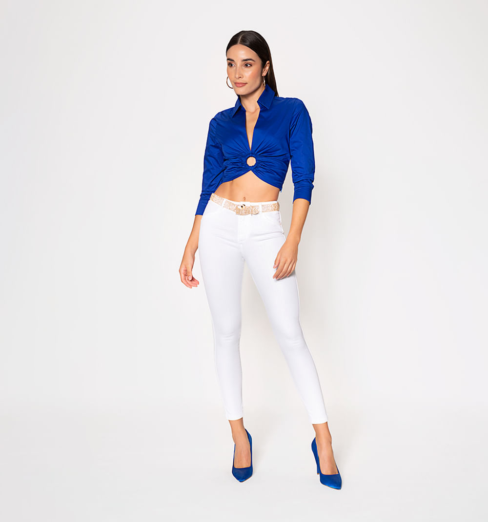 Jean ultra slim tiro medio pretina angos