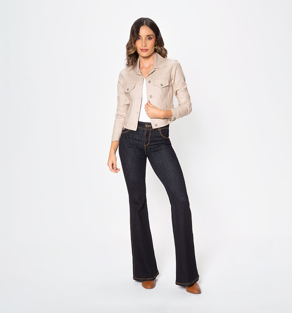 Chaqueta denim clasica, en pu