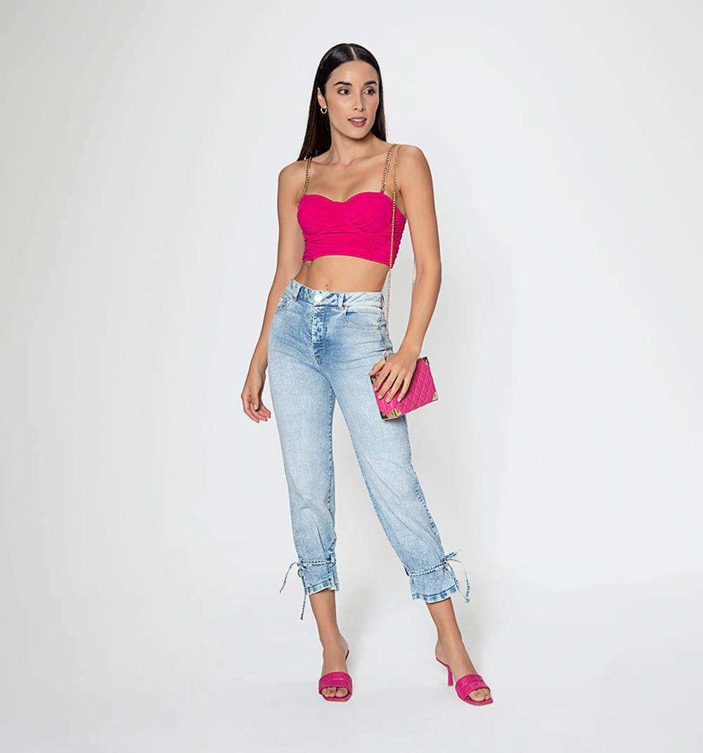 Blusa tipo corset con tiras de cadena