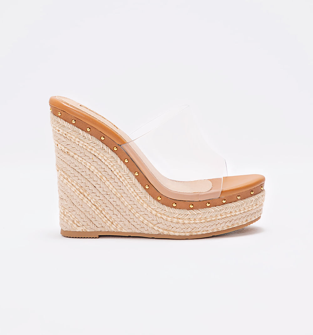 Sandalia plataforma con vinilo y yute