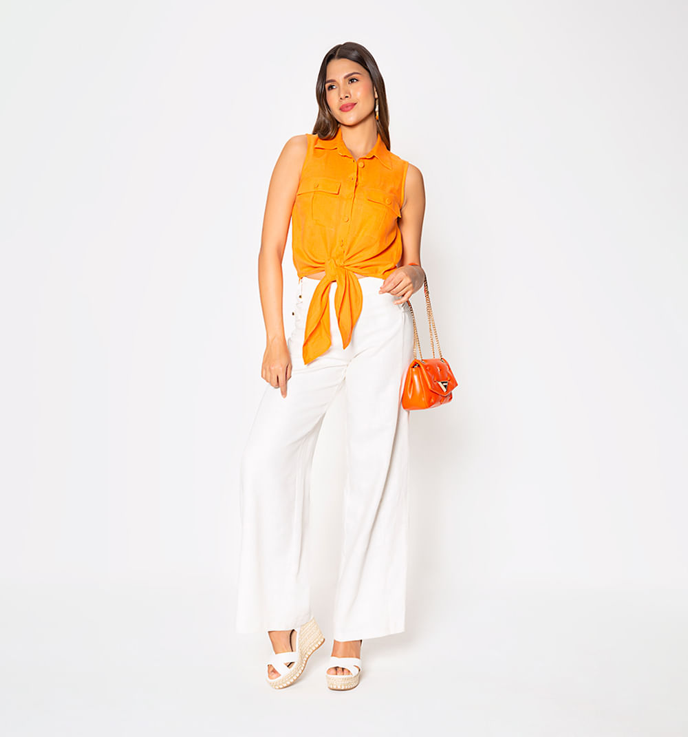 Blusa manga sisa con bolsillos en delant
