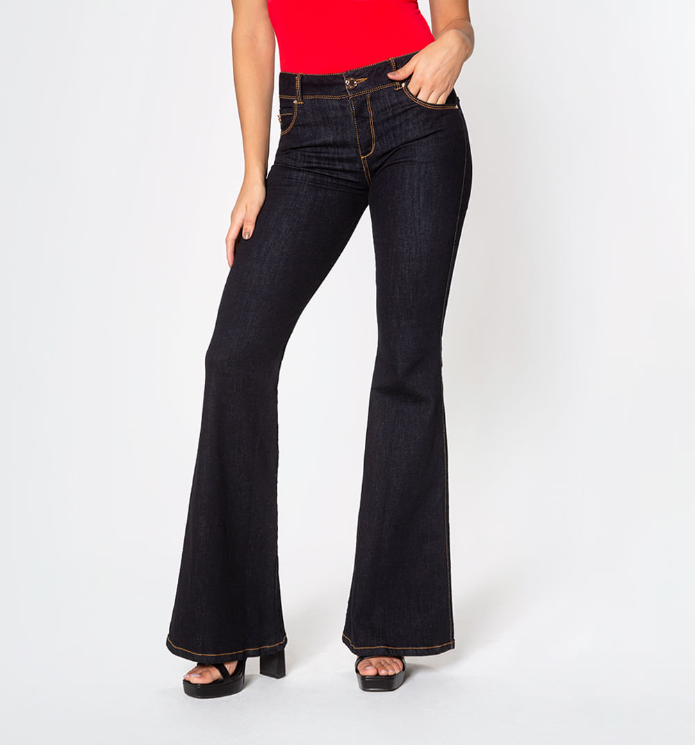 Jean campana cinco bolsillos,tiro medio,