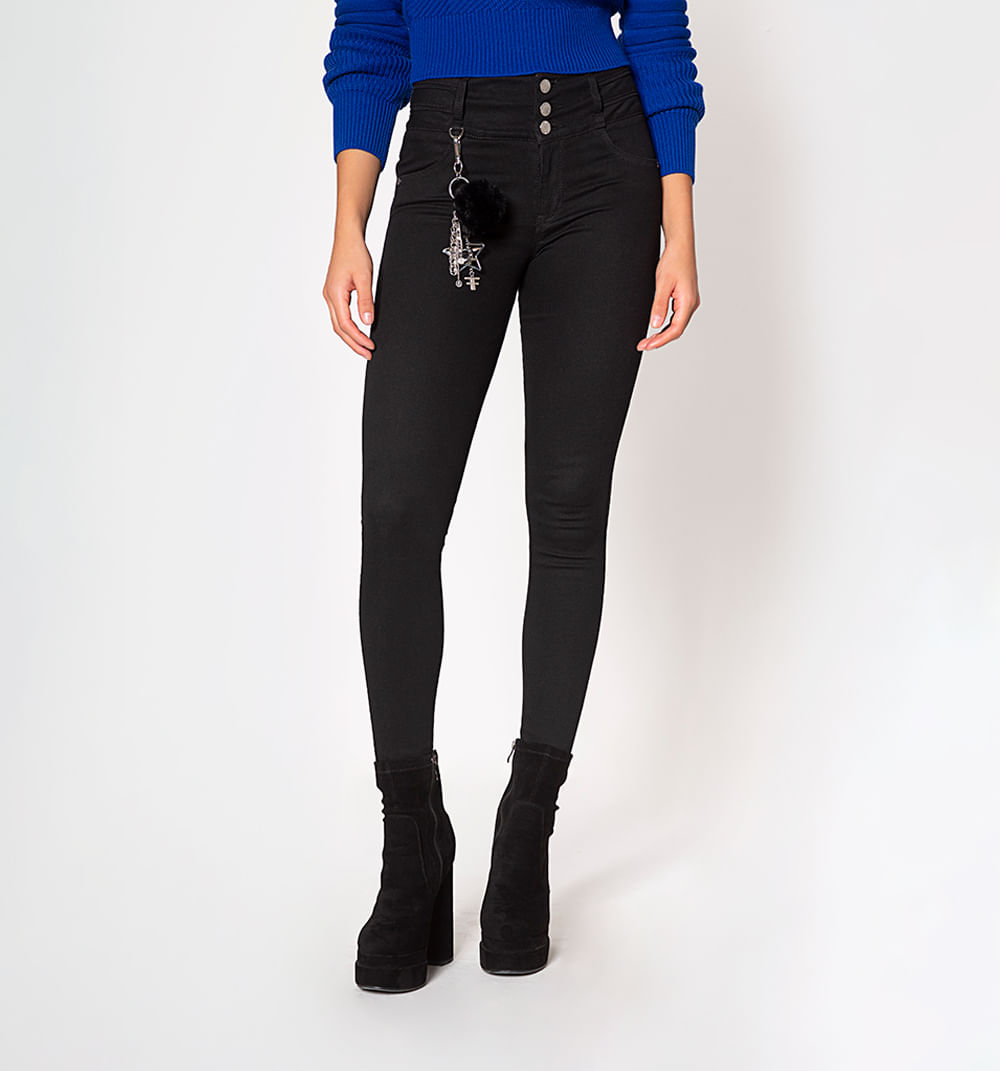 Jean ultra slim tiro alto pretina ancha,