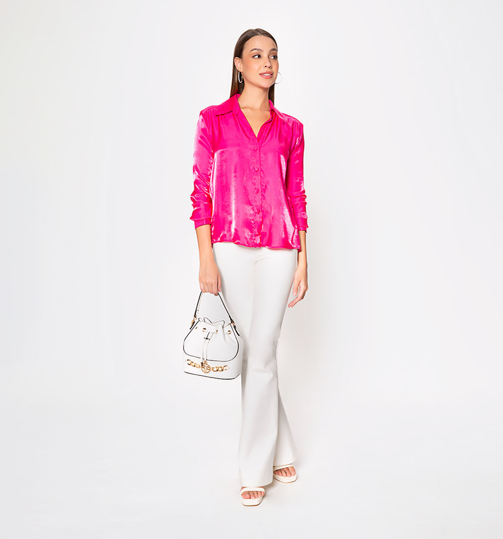 Blusa camisera manga larga sateen