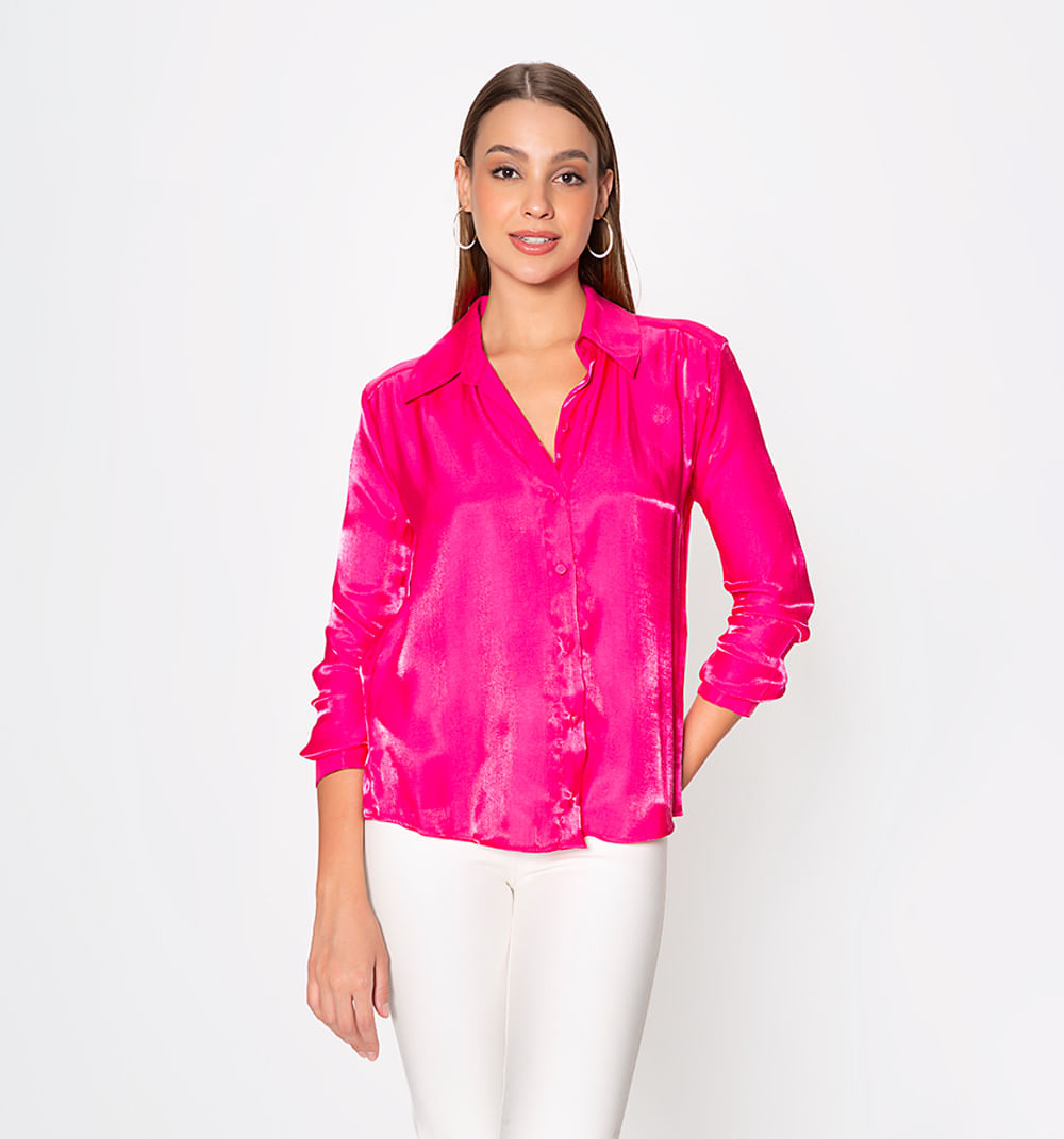 Blusa camisera manga larga sateen