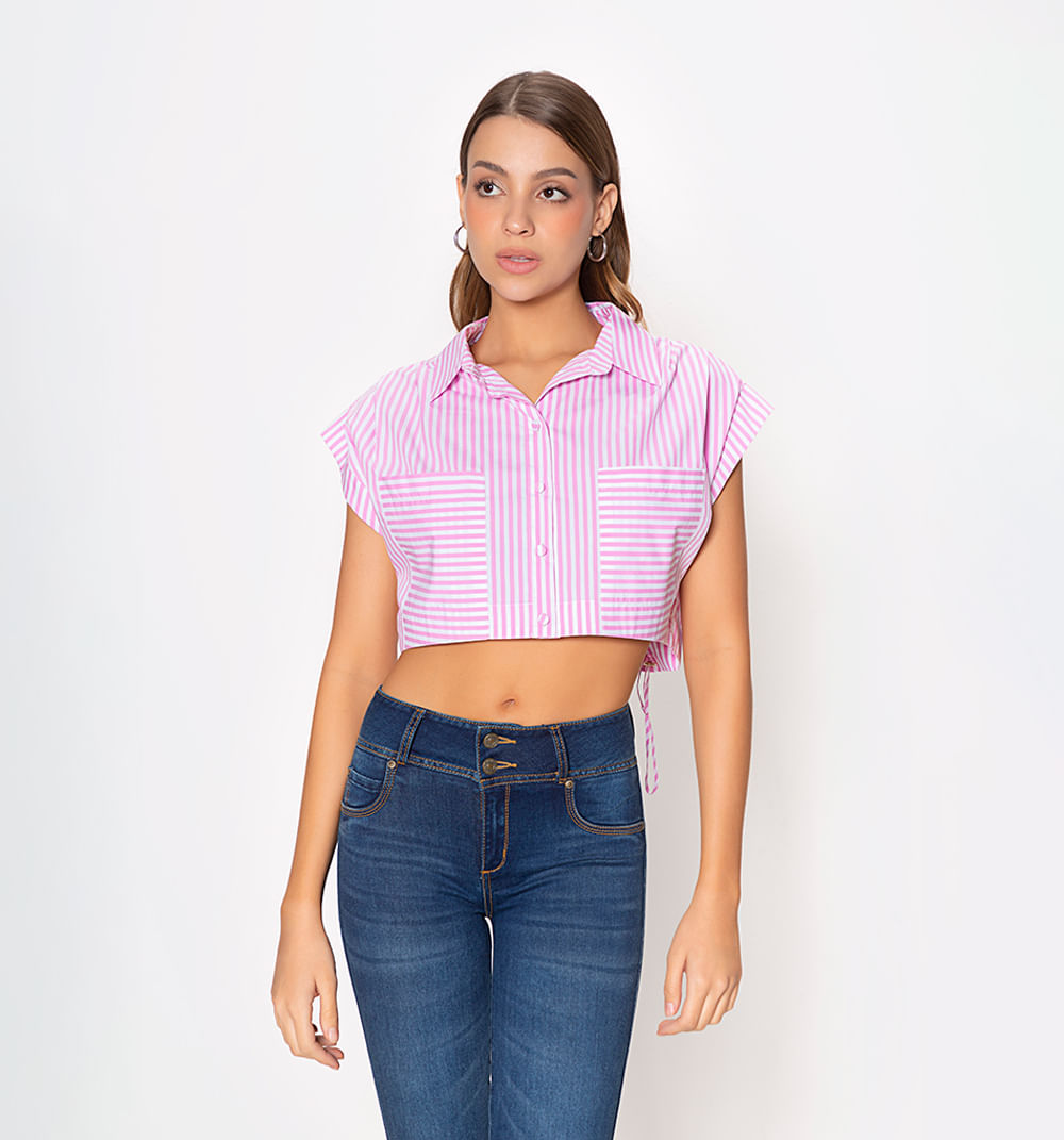 Blusa manga rodada prenses bolsillo
