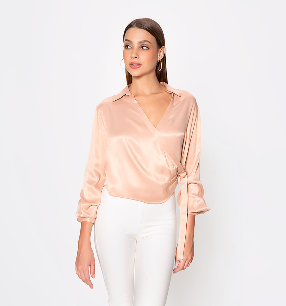 Blusa  manga larga frente cruzado