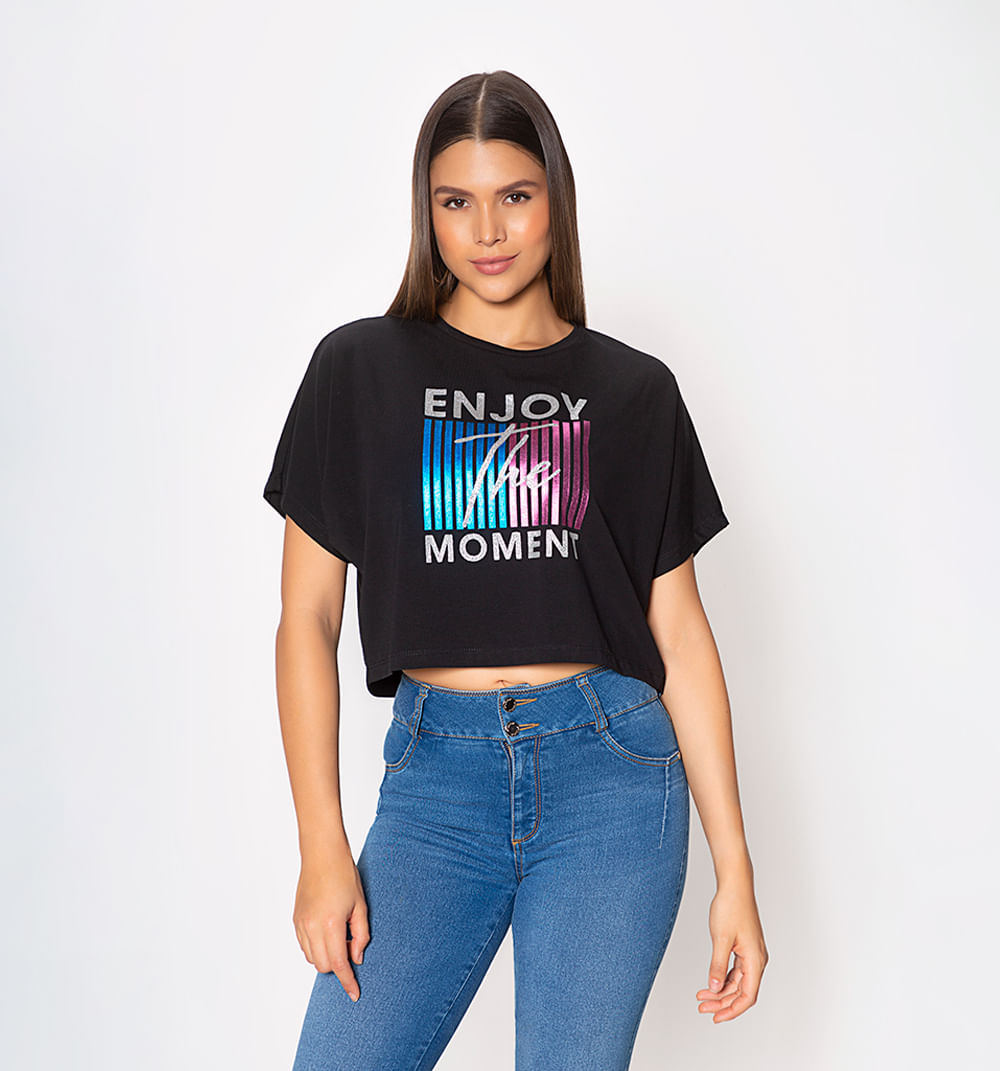 Camiseta corta enjoy con brillo