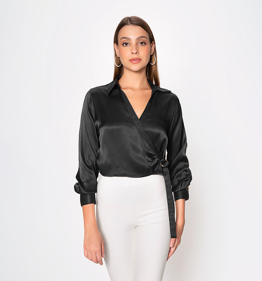 Blusa  manga larga frente cruzado