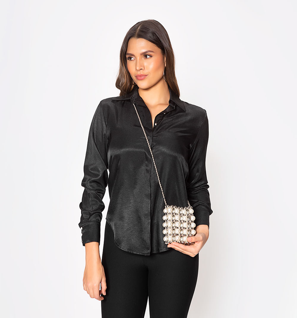 Blusa camisera manga larga con insumo de