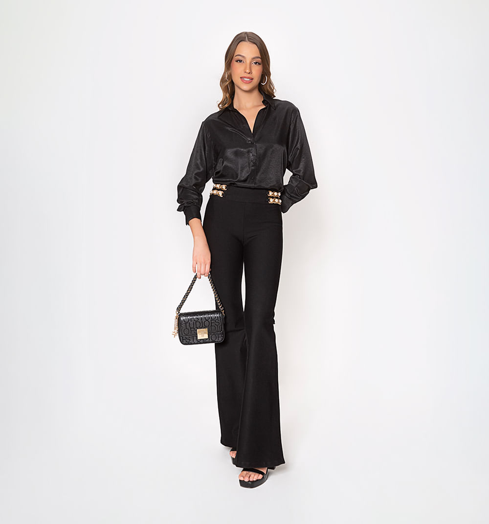 Blusa camisera manga larga con puño anch