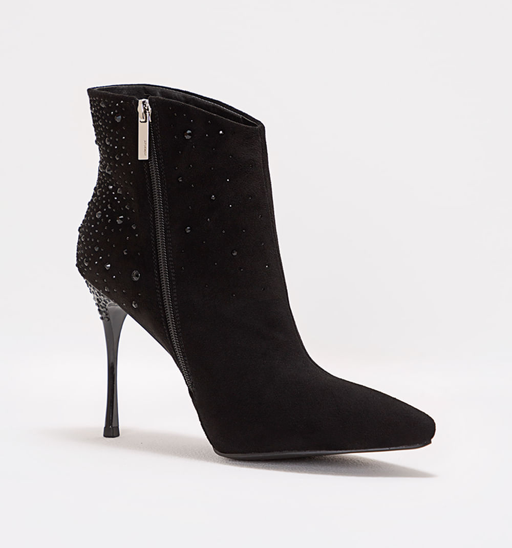 Botín en suede tacón puntilla con crista
