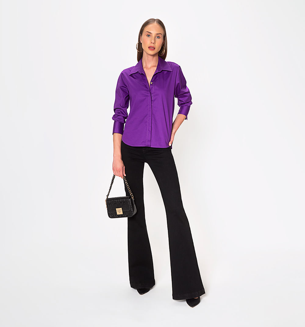 Blusa camisera manga larga con puño anch