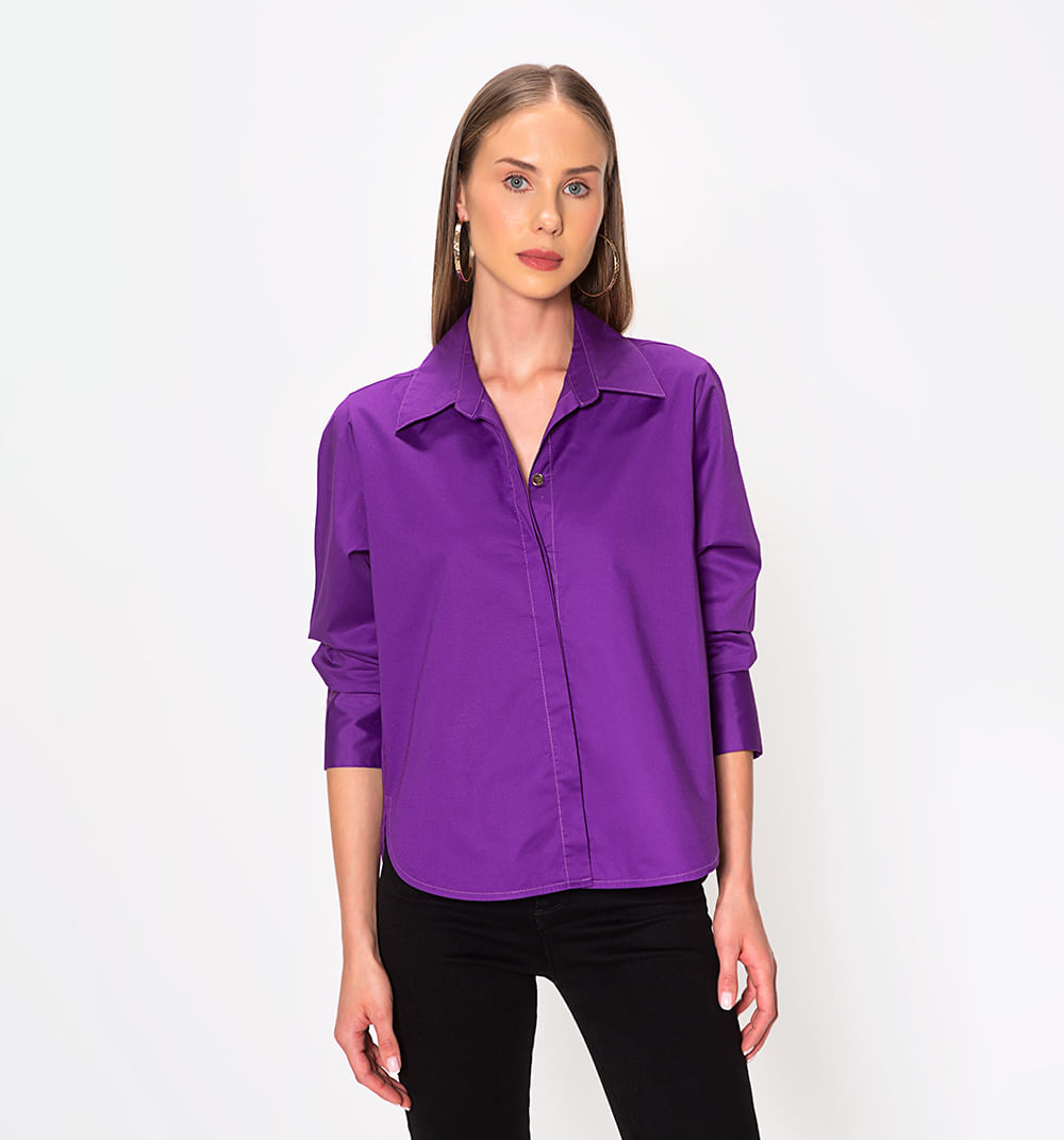 Blusa camisera manga larga con puño anch