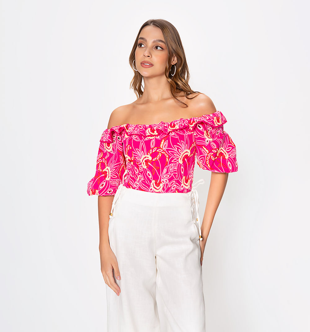 Blusa escote bandeja manga 3/4