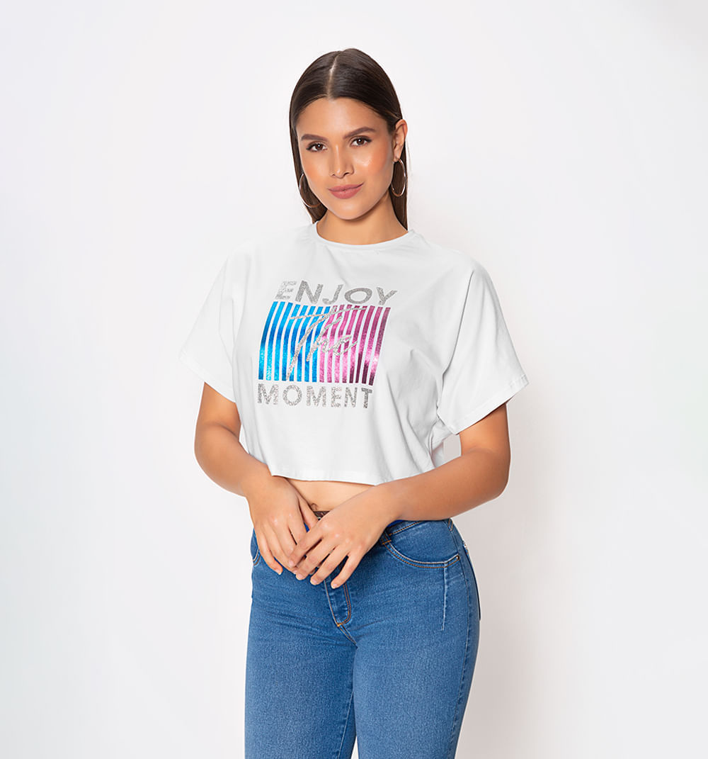 Camiseta corta enjoy con brillo