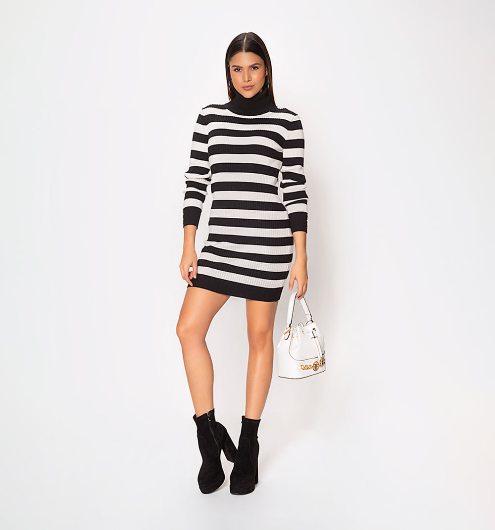 Vestido de rayas blanco/negro