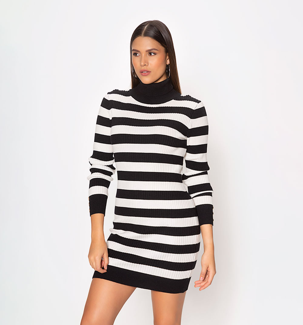 Vestido de rayas blanco/negro