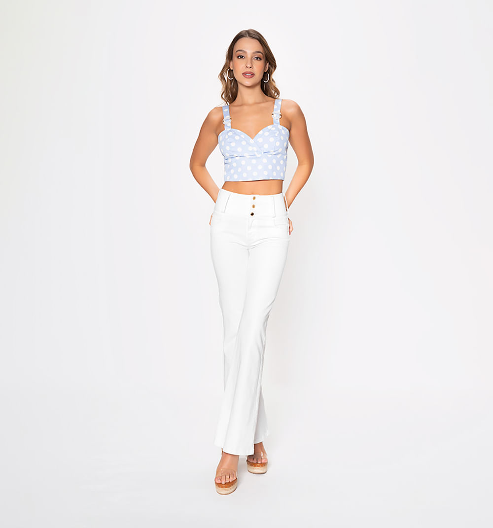 Blusa crop con herraje en tiras y escote