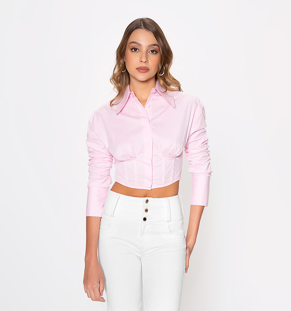 Blusa corta, manga larga  puño ancho