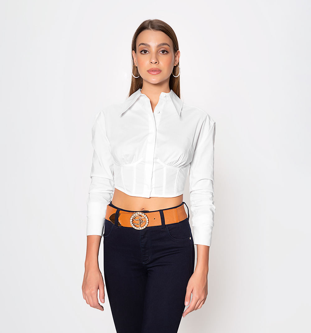 Blusa corta, manga larga  puño ancho