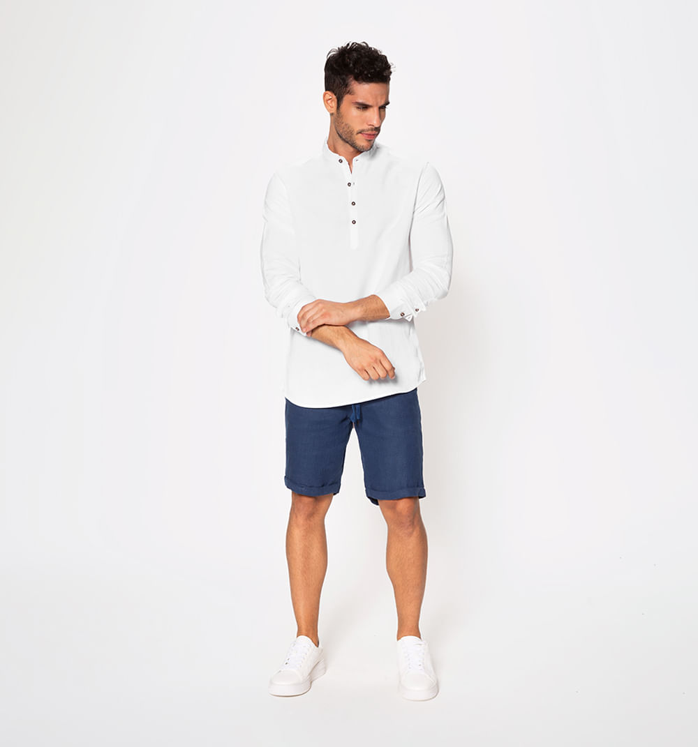 Bermuda de lino con resorte en pretina