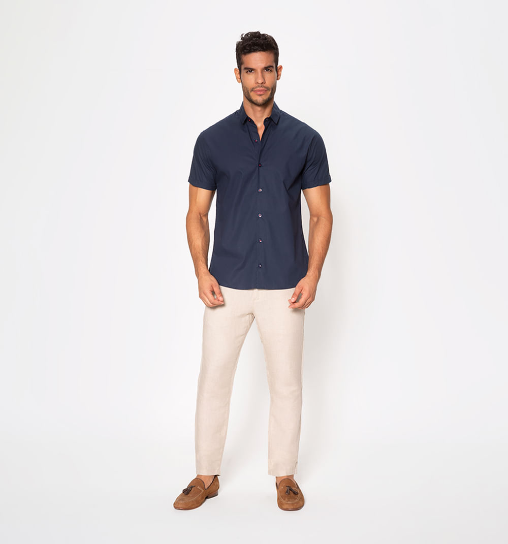 Camisa basica manga corta slim fit
